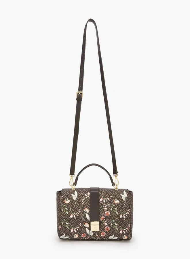 Flora Bella By Shoexpress Flora Bella Monogram Print Satchel Bag With Button Closure